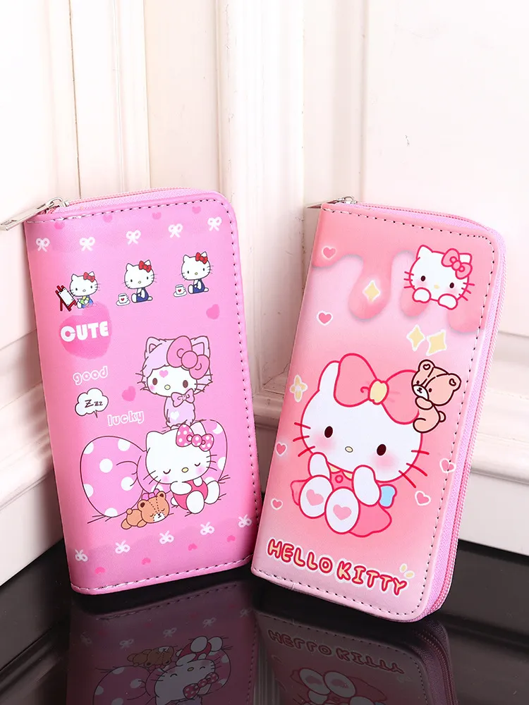 Sanrio Hello Kitty 6D Embossed Long Wallet – Large Capacity Zipper Coin Purse with 12 Card Slots & Bill Compartments, Kawaii Cartoon Clutch for Women & Girls